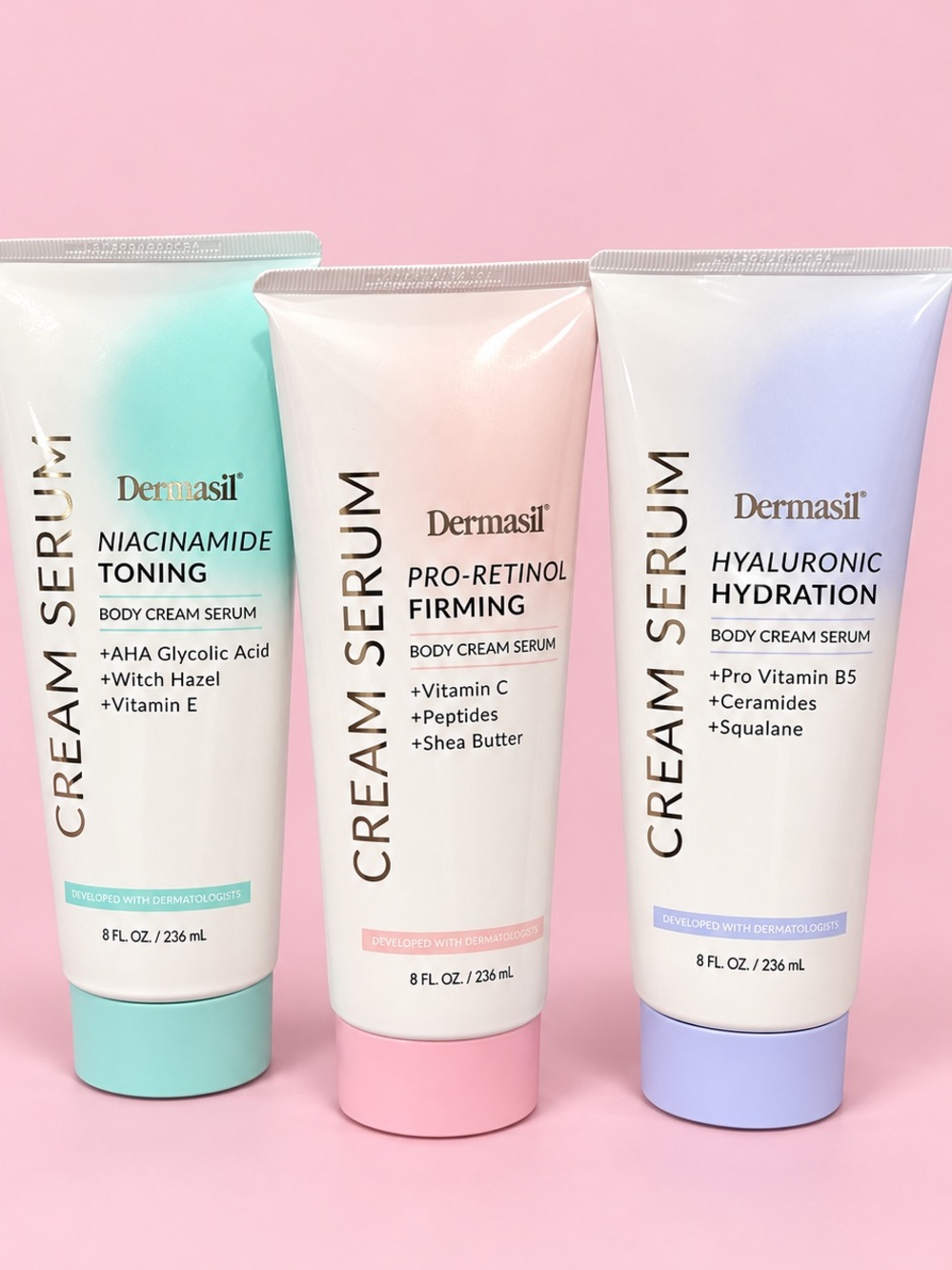 Dermasil Body Cream Serum Set, Niacinamide, Pro-Retinol & Hyaluronic Hydration